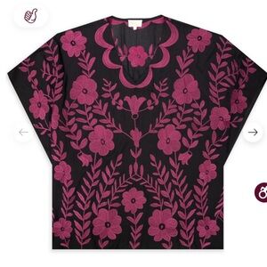 Black And Maroon Embroidered Poncho Top NWT size L